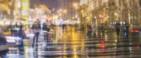 Şehir Caddesinin Gece Görüşü Bulanık Bokeh — Stok fotoğraf