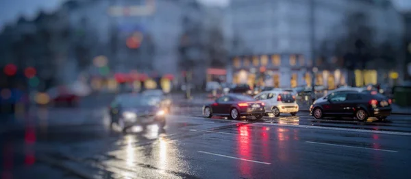 Gece Trafik Işıkları Soyut Bulanık Arkaplan — Stok fotoğraf