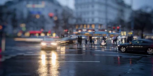 Night Traffic Lights Abstract Blurred Background — Stock Photo, Image