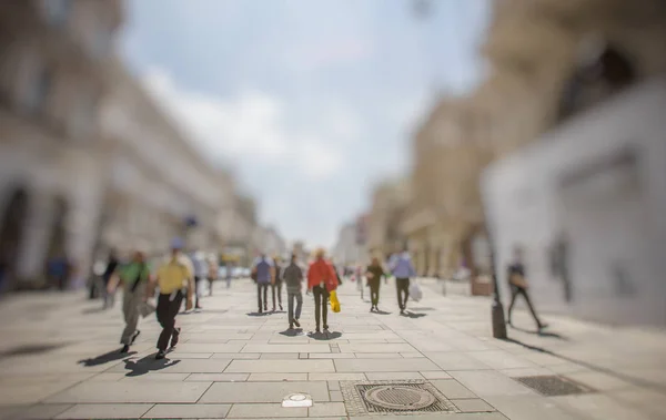 Crowd Anonymous People Walking Busy City Street — Stock Photo, Image