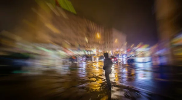 Les Gens Marchant Dans Ville Flou Mouvement — Photo