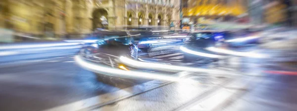 Gece Trafik Işıkları Soyut Bulanık Arkaplan — Stok fotoğraf