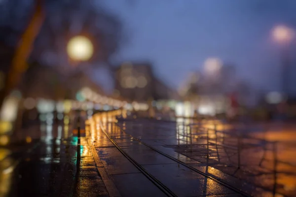 Natt Trafikljus Abstrakt Suddig Bakgrund — Stockfoto