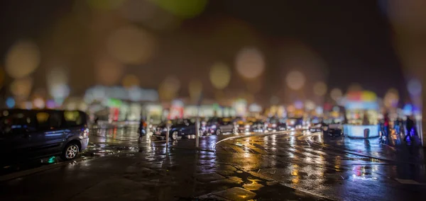 Gece Trafik Işıkları Soyut Bulanık Arkaplan — Stok fotoğraf