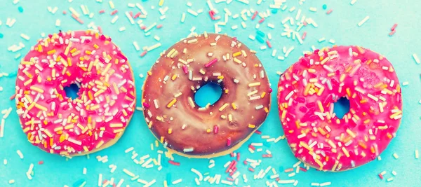 Sweet Donuts Sugar Sprinkles Decoration — Stock Photo, Image