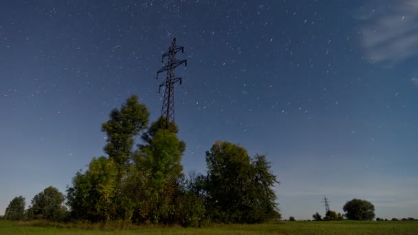 Linha elétrica 4K Startrails. Modo Cometa . — Vídeo de Stock