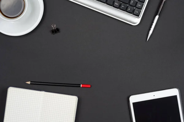 Business objects on a black desk. — Stock Photo, Image