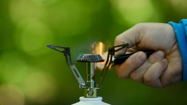 Café brassé dans une forêt verte . — Video