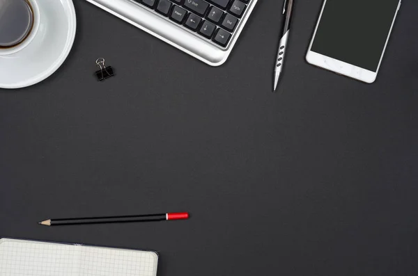 Business objects on a black desk. — Stock Photo, Image