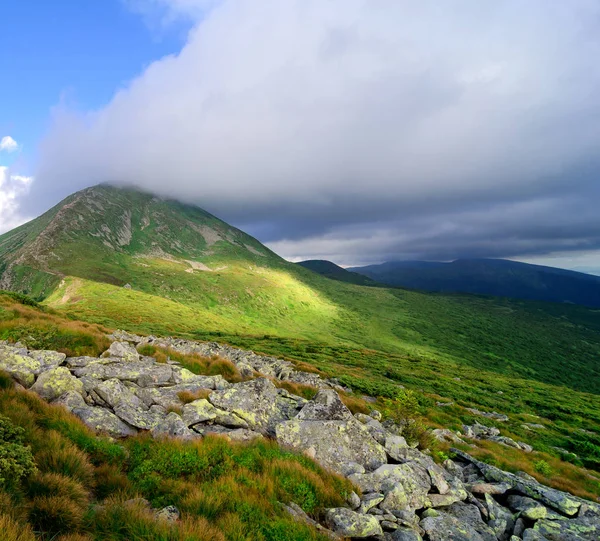 En yüksek dağ Zirvesi bulutlar kaplı.