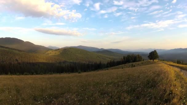 Time Lapse Beautiful Summer Landscape Mountains Clouds Passing Blue Sky — Stock Video