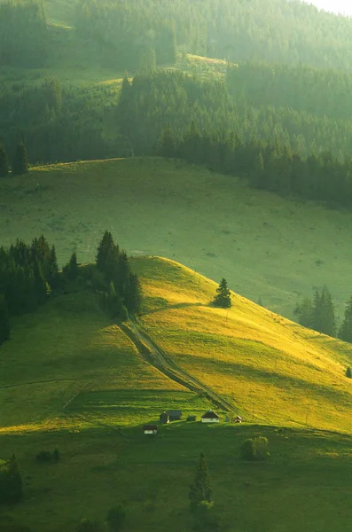 Berggrünes Tal lizenzfreie Stockbilder