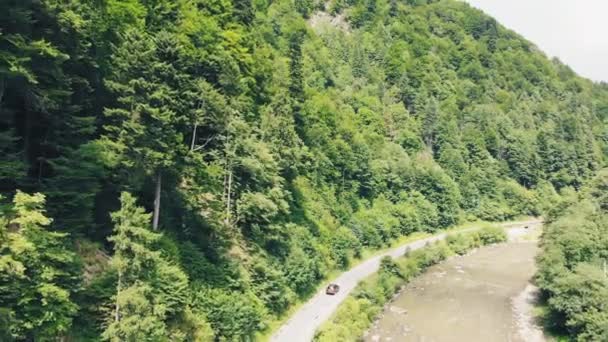 Jalan Pegunungan Yang Berkelok Kelok Jalan Ini Ketinggian Perbukitan Hutan — Stok Video