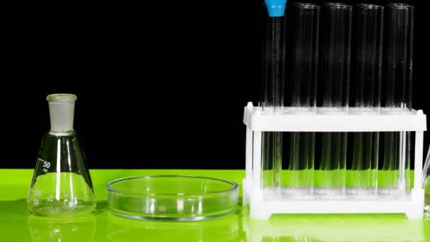 Test Tubes Flasks Also Other Devices Stand Table Laboratory — 비디오