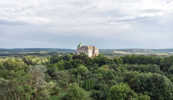 Widok z lotu ptaka na zamek Olesky. Bardzo piękny zamek w pobliżu Lvi — Zdjęcie stockowe