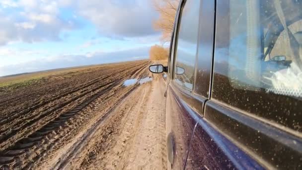 Транспортное Средство Движущееся Дороге Замедленная Съемка Действия Камеры — стоковое видео