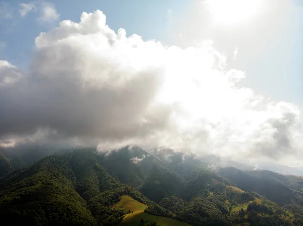 Foto Tirada Drone Vista Planalto Rural Dia Verão Ensolarado — Fotografia de Stock