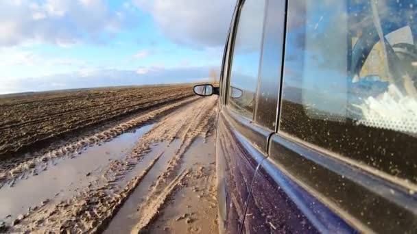 Vehículo Que Viaja Por Carretera Cámara Lenta Acción Cámara — Vídeo de stock