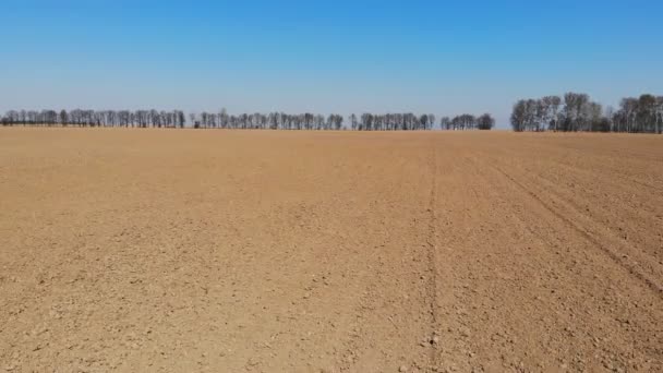 Съемка Воздуха Сельскохозяйственного Поля Ранней Весной — стоковое видео