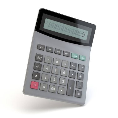 Hesaplayıcı beyaz, 3d resimlemede izole edildi