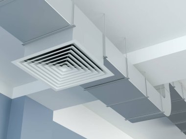 Industrial air duct ventilation equipment, 3D illustration clipart