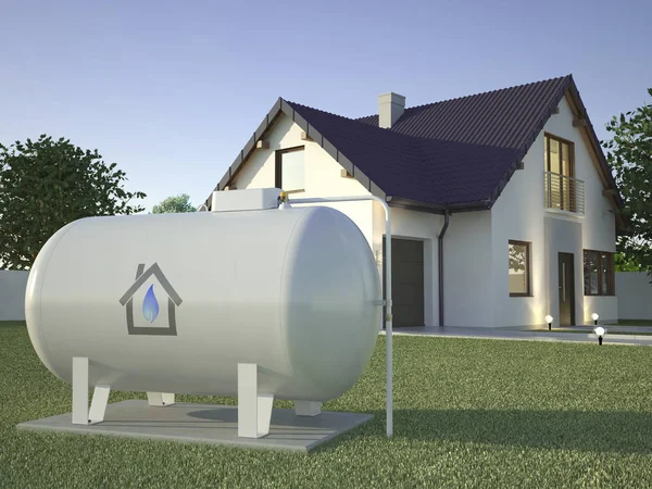 Tanque Gas Cerca Casa Ilustración —  Fotos de Stock