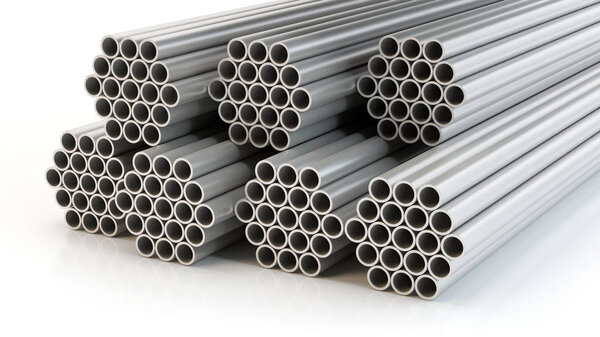 Steel pipes, 3D illustration