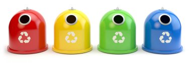 Yuvarlak Geri Dönüşüm Kutusu - 4 renk, 3 boyutlu illüstrasyon