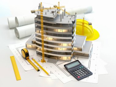 Gökdelen inşaatı, 3d illüstrasyon