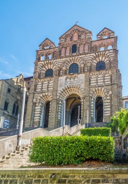 Facade of Cathedral Notre Dame de Puy in Le Puy en Velay - France