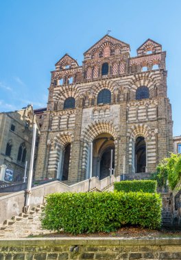 Facade of Cathedral Notre Dame de Puy in Le Puy en Velay - France clipart