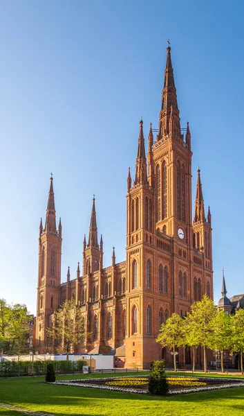 Vista en la iglesia Markt en Wiesbaden - Alemania —  Fotos de Stock