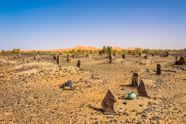 Nomads cemetery in area of Mezouga in Morocco — Stock Photo, Image