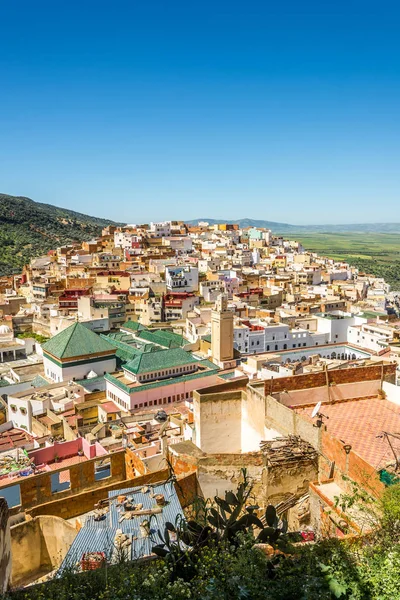 Pohled na město Moulay Idriss Zerhoun - Maroko — Stock fotografie