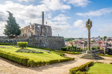 View at the ruins of Paco dos Condes in Barcelos - Portugal clipart