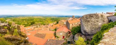 Panoramic view at the stones and roofs of Monsanto village - Portugal clipart