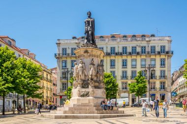 View at the monument and place of Luis de Camoes in Lisbon - Portugal clipart