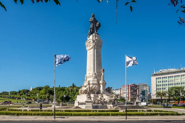 Monumento al Marqués Pombal a la cabeza de la Avenida da Liberdade en Lisboa - Portugal — Foto de Stock