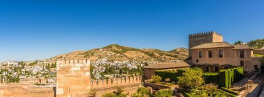 Granada, İspanya veranda Machuca (Alhambra) panoramik manzaraya 
