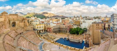 Panoramic view at the Cartagena from ancient Roman thetre, Spain clipart