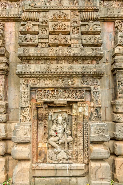 Zicht op de decoratieve stenen reliëf van Parsurameswara tempel in Bhubaneswar - Odisha, India — Stockfoto