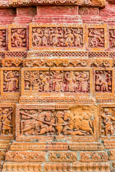 Blick auf die Dekoration des pancharatna gobinda mandir Tempels in Puthia, bangladesh — Stockfoto