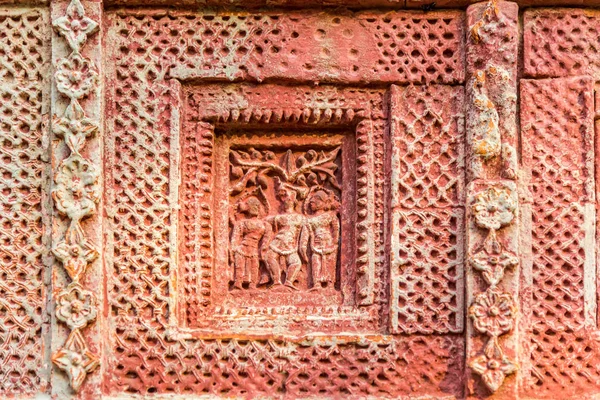 Utsikt över dekorationen av Pancharatna Gobinda Mandir Temple i Puthia, Bangladesh — Stockfoto