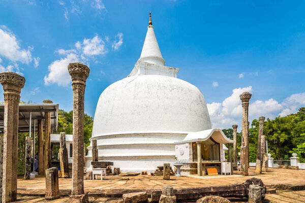 View at the Lankaramaya Stupa in Anuradhapura of Sri Lanka