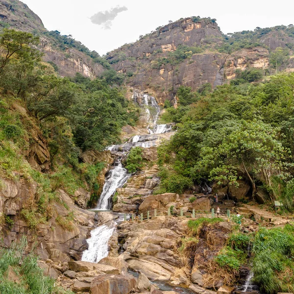 Vista Ravana Falls Atração Turística Popular Sri Lanka — Fotografia de Stock