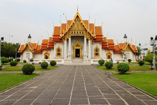 Wat Benjamabophit, Bangkok, Tayland 'daki tapınak, tapınak köşkü, tapınak salonu, keşiş evi - mermer tapınak
