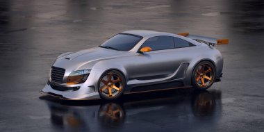 Markasız, jenerik konsept bir arabanın 3 boyutlu çizimi