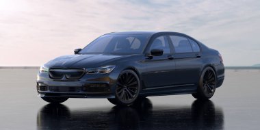 Markasız, jenerik konsept bir arabanın 3 boyutlu çizimi