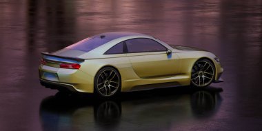 Markasız, jenerik konsept bir arabanın 3 boyutlu çizimi