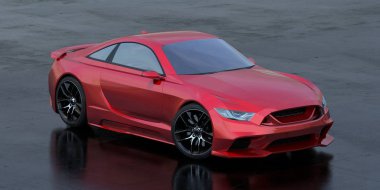 Markasız, jenerik konsept bir arabanın 3 boyutlu çizimi